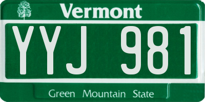 VT license plate YYJ981