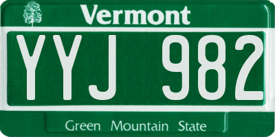VT license plate YYJ982
