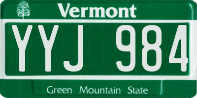 VT license plate YYJ984