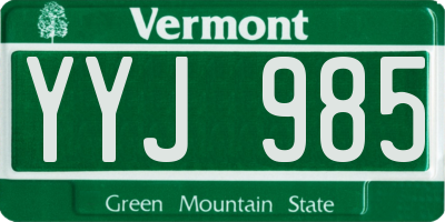 VT license plate YYJ985