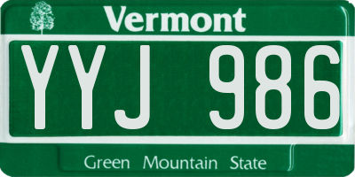 VT license plate YYJ986