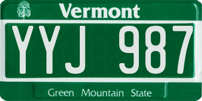 VT license plate YYJ987