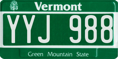 VT license plate YYJ988