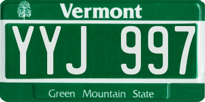 VT license plate YYJ997