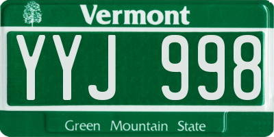 VT license plate YYJ998