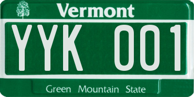 VT license plate YYK001