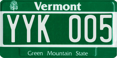 VT license plate YYK005