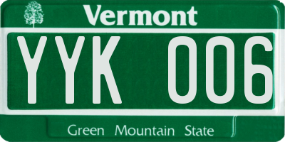 VT license plate YYK006
