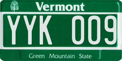 VT license plate YYK009