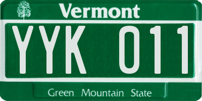 VT license plate YYK011