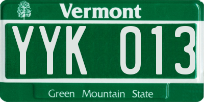 VT license plate YYK013