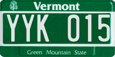VT license plate YYK015