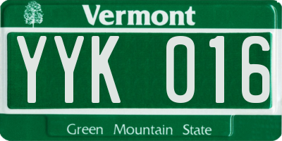 VT license plate YYK016