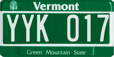 VT license plate YYK017