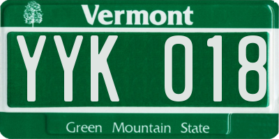 VT license plate YYK018