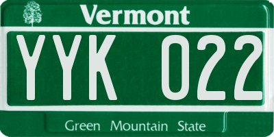 VT license plate YYK022