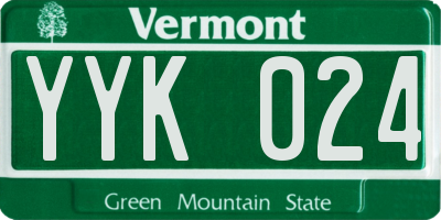 VT license plate YYK024