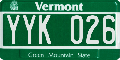VT license plate YYK026