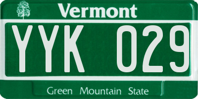 VT license plate YYK029