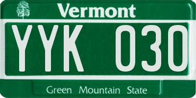 VT license plate YYK030