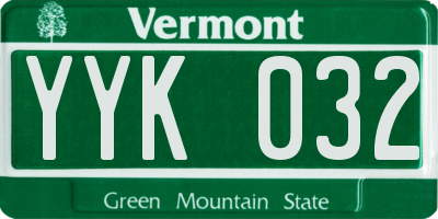 VT license plate YYK032