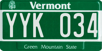 VT license plate YYK034