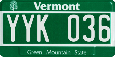 VT license plate YYK036