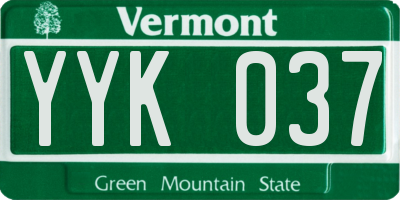 VT license plate YYK037