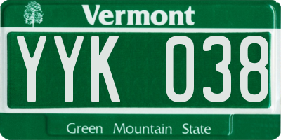 VT license plate YYK038