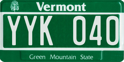 VT license plate YYK040