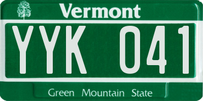 VT license plate YYK041
