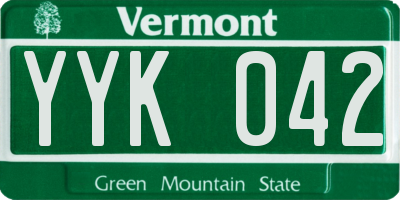 VT license plate YYK042