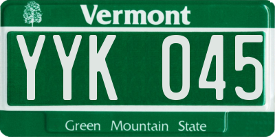 VT license plate YYK045