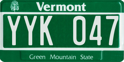 VT license plate YYK047
