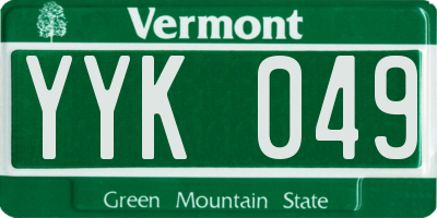 VT license plate YYK049