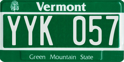 VT license plate YYK057