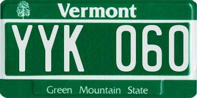 VT license plate YYK060