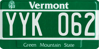 VT license plate YYK062