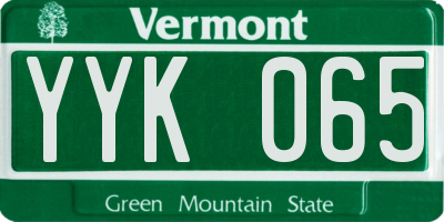 VT license plate YYK065