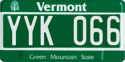 VT license plate YYK066