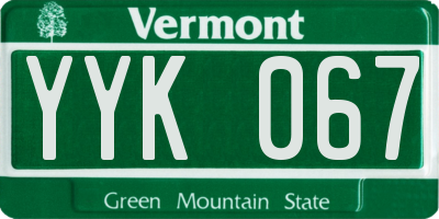 VT license plate YYK067