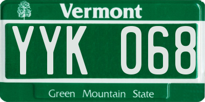 VT license plate YYK068