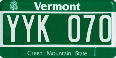 VT license plate YYK070