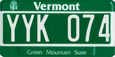 VT license plate YYK074