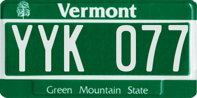 VT license plate YYK077
