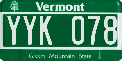 VT license plate YYK078