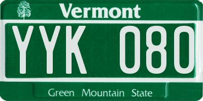 VT license plate YYK080