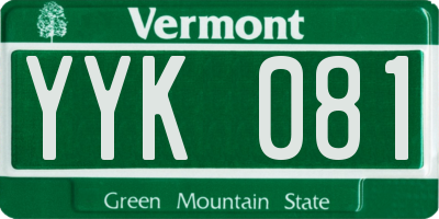 VT license plate YYK081