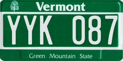 VT license plate YYK087