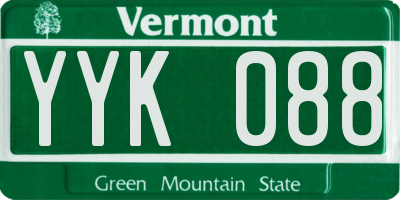VT license plate YYK088